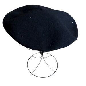 Vintage A. Brod black wool beret with black jewels New with tag